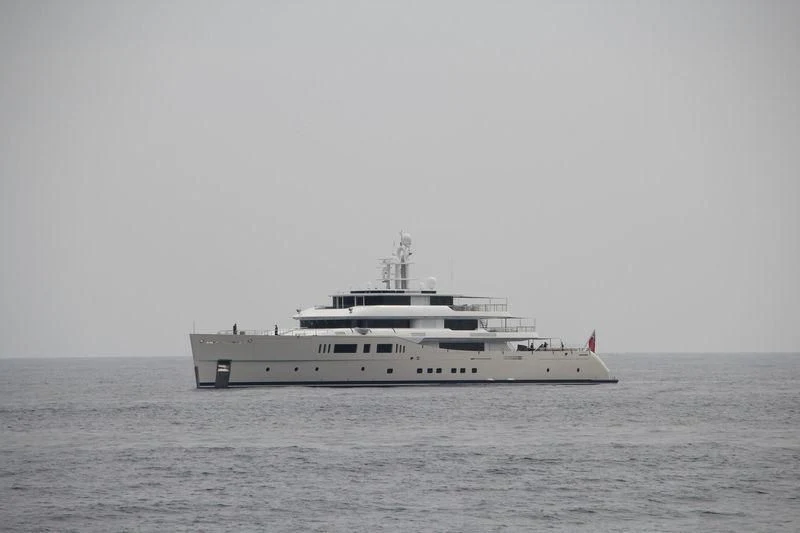 a large white boat in the water aboard NAUTILUS Yacht for Sale