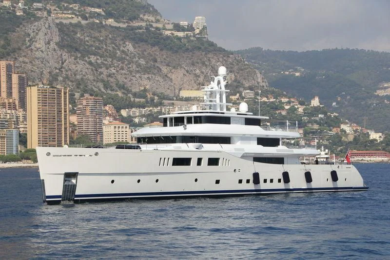 a white yacht in the water aboard NAUTILUS Yacht for Sale
