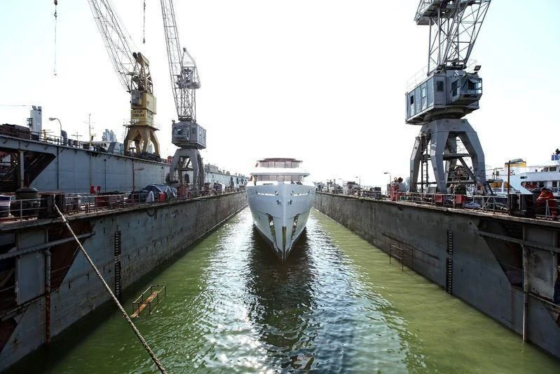 a boat in the water aboard NAUTILUS Yacht for Sale