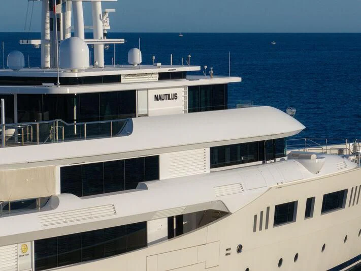 a large white boat in the water aboard NAUTILUS Yacht for Sale