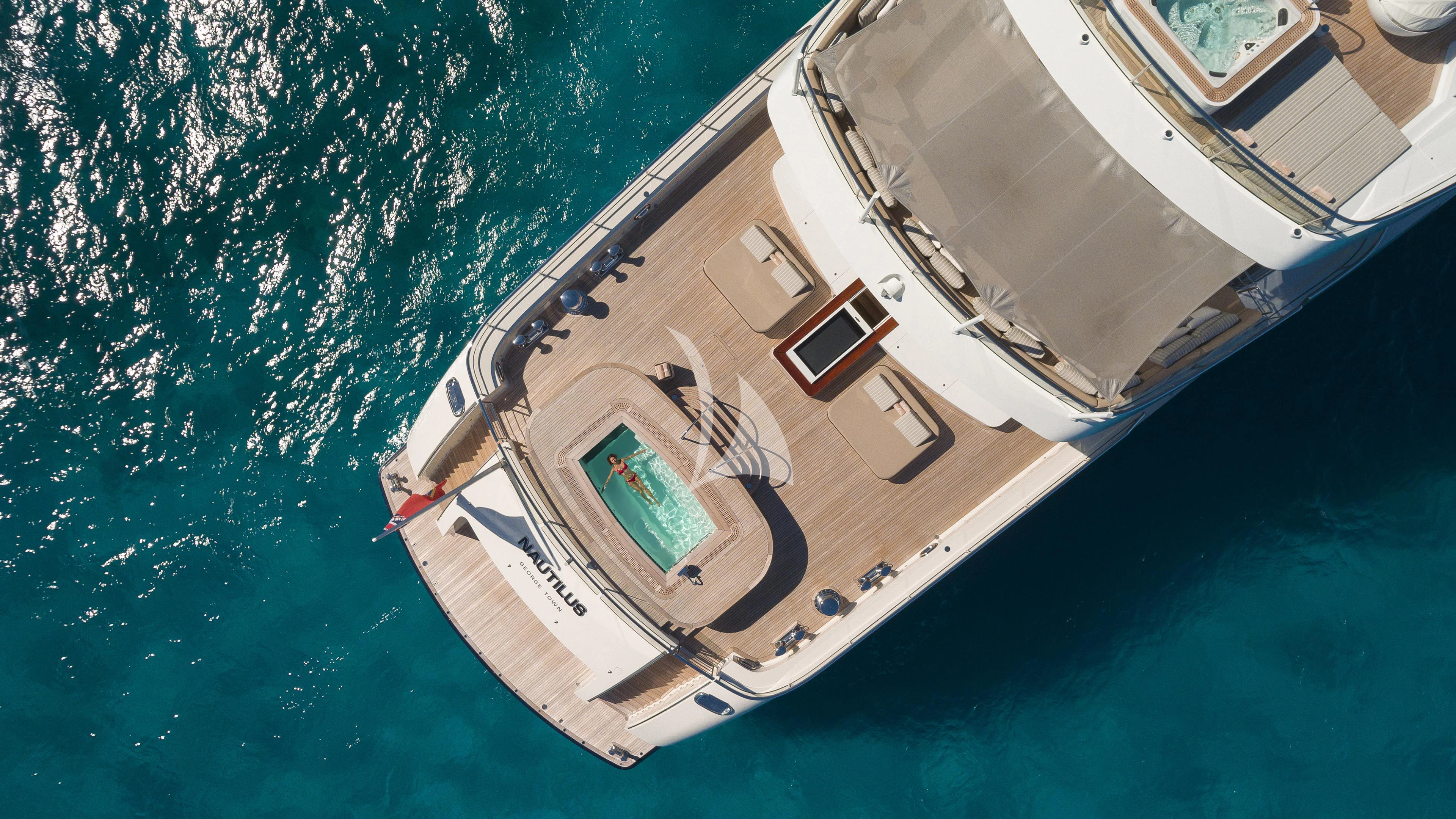 a high angle view of a boat aboard NAUTILUS Yacht for Sale