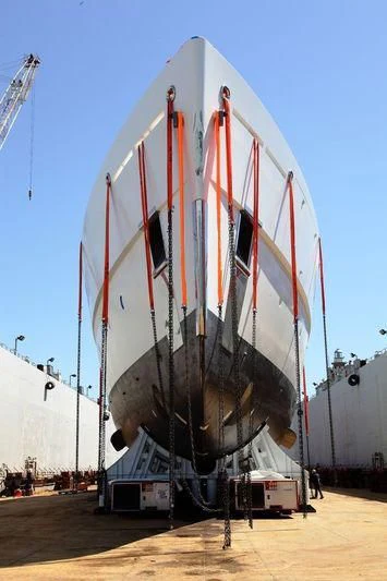 a large metal object with a red and white design on it aboard NAUTILUS Yacht for Sale