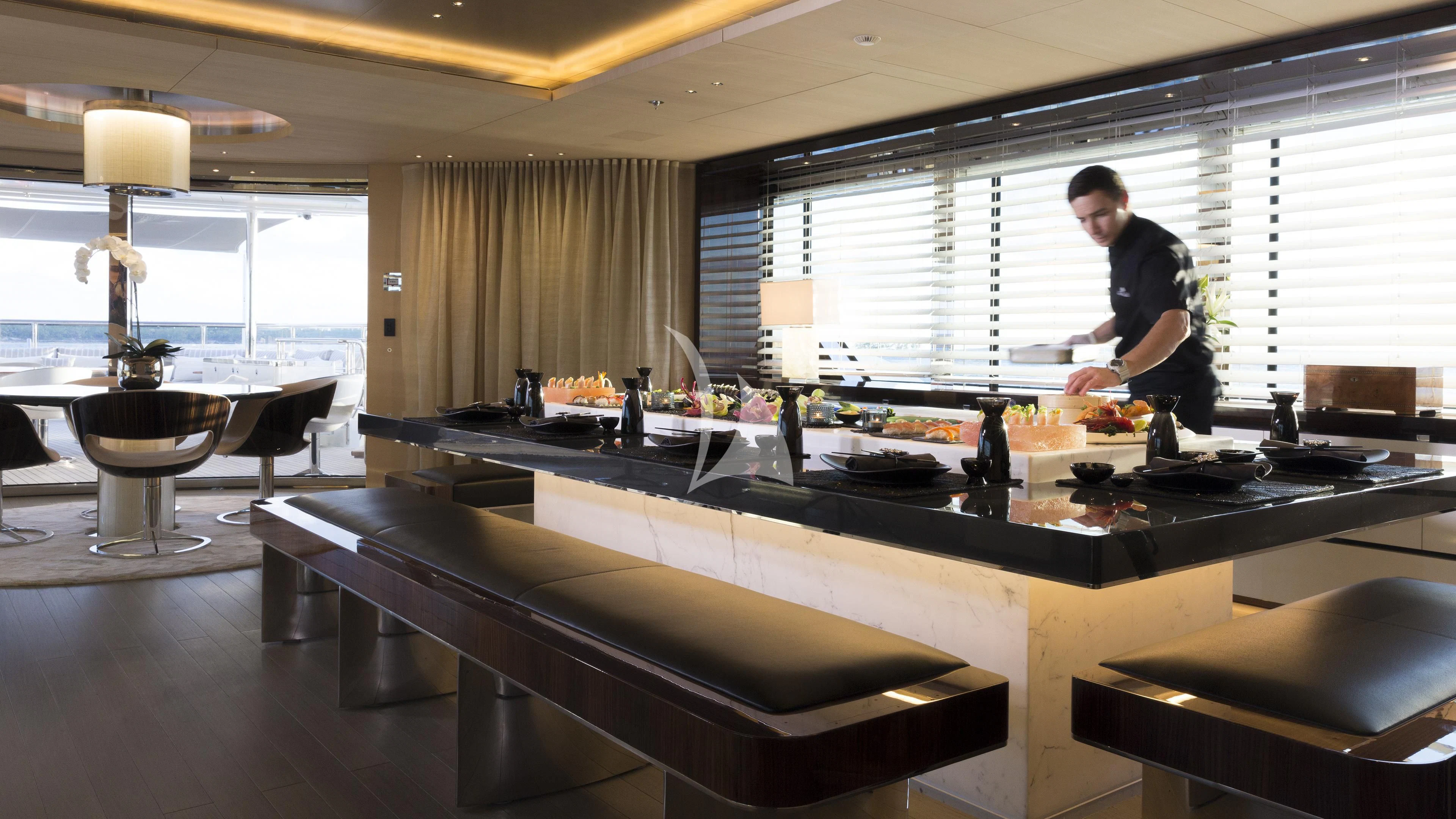 a person standing in a room aboard NAUTILUS Yacht for Sale