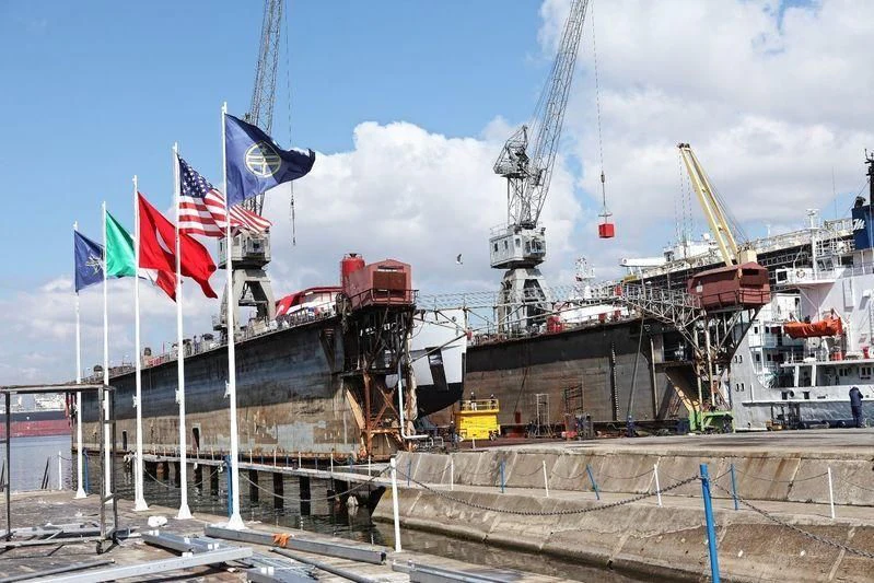a ship with flags aboard NAUTILUS Yacht for Sale