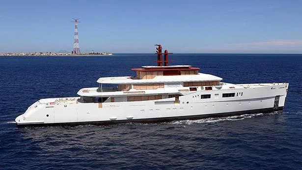 a large white ship in the water aboard NAUTILUS Yacht for Sale