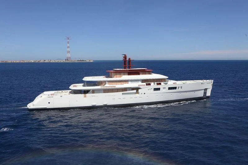 a white boat in the water aboard NAUTILUS Yacht for Sale