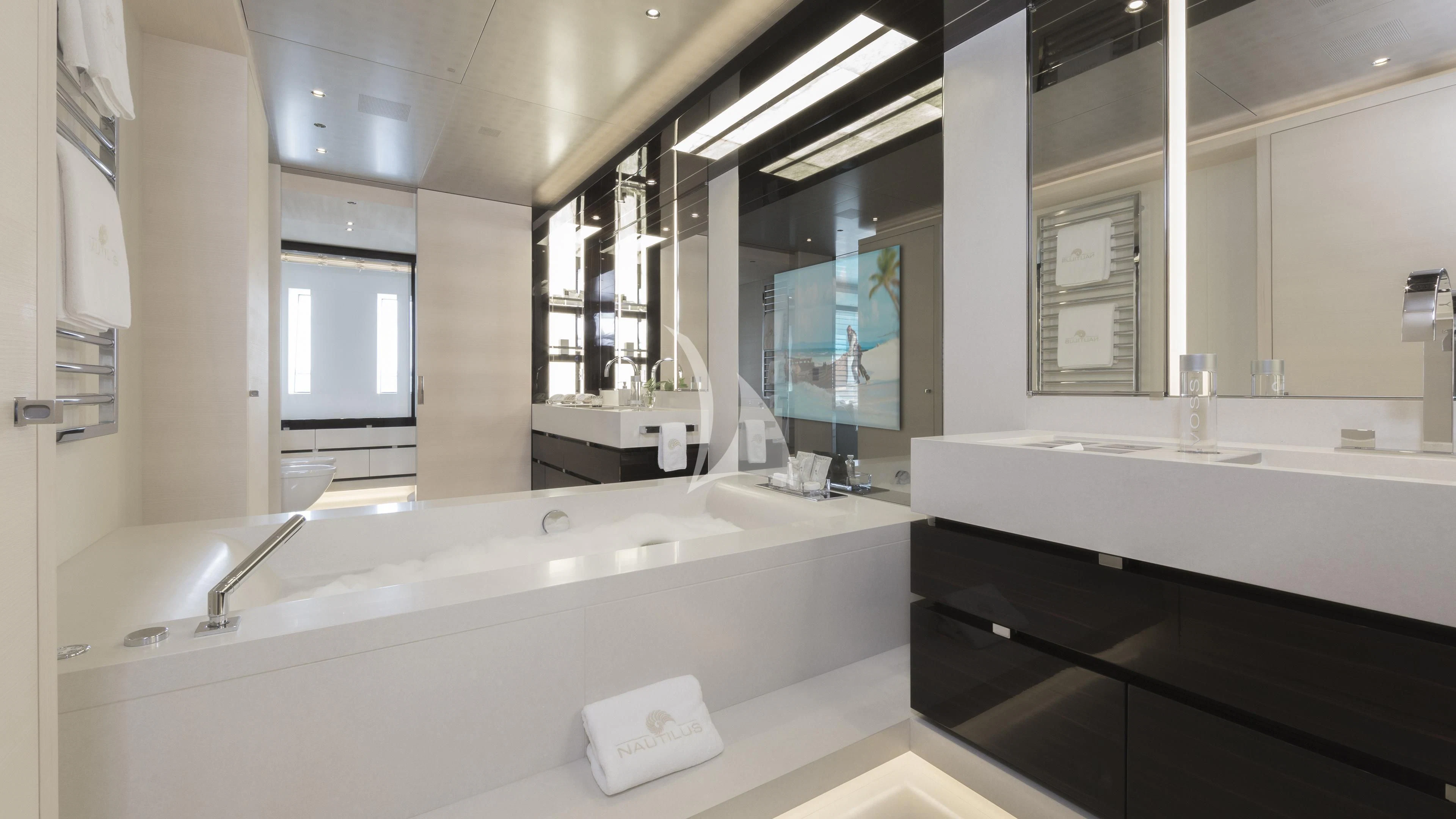 a bathroom with a large bathtub aboard NAUTILUS Yacht for Sale