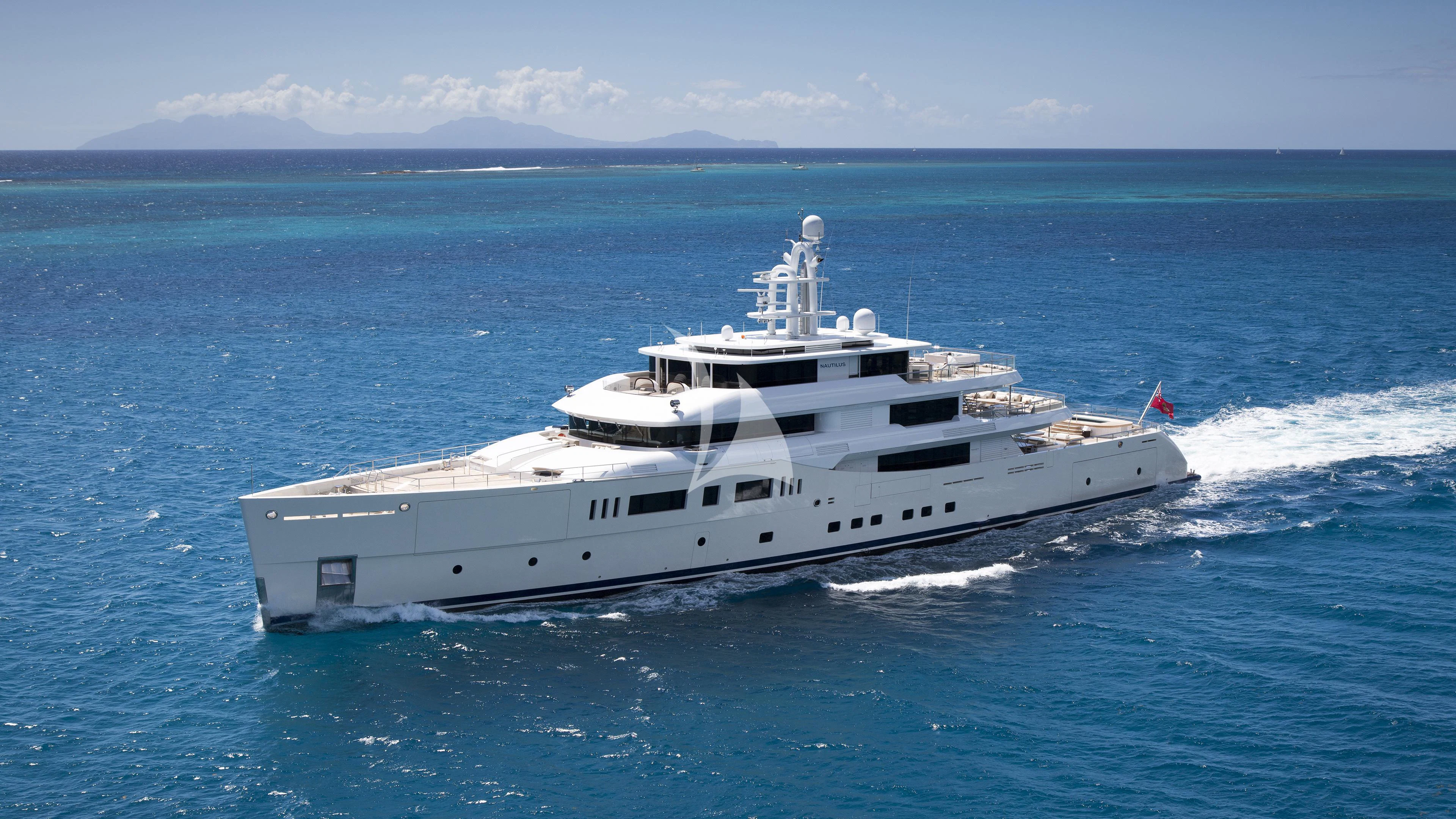 a white boat on the water aboard NAUTILUS Yacht for Sale