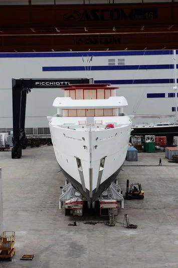 a large white and red machine aboard NAUTILUS Yacht for Sale