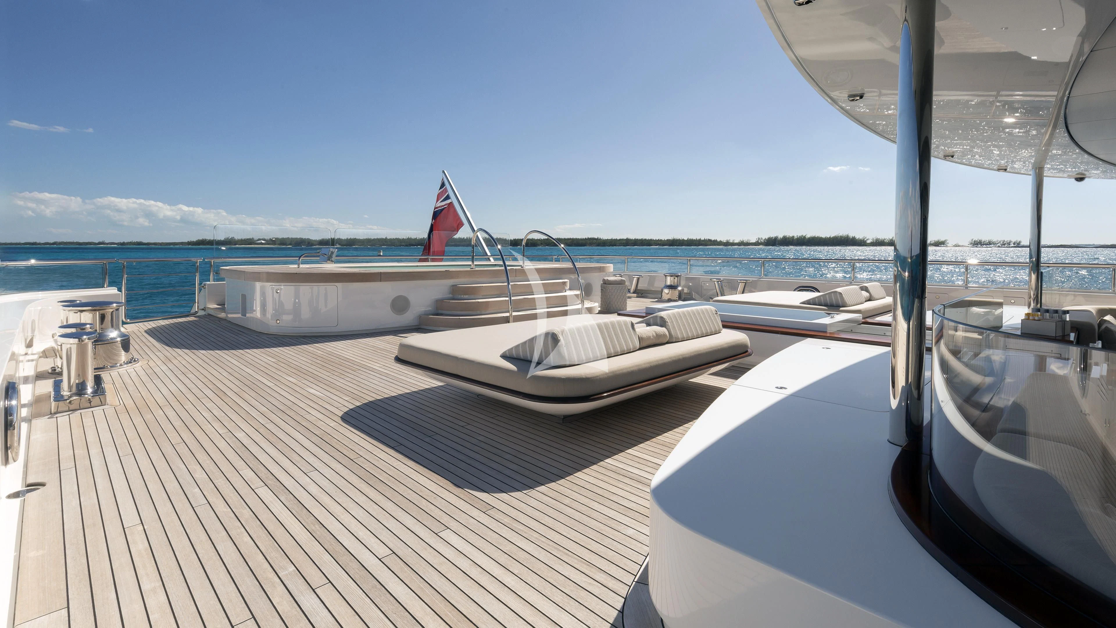 a deck with a boat on it aboard NAUTILUS Yacht for Sale