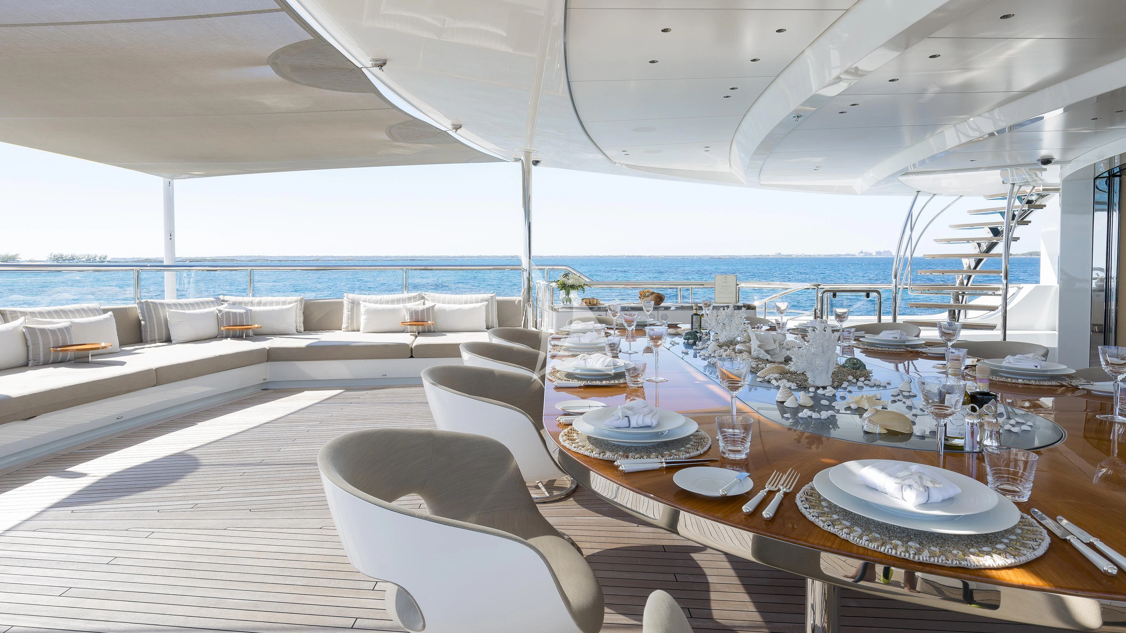 a room with a table and chairs aboard NAUTILUS Yacht for Sale