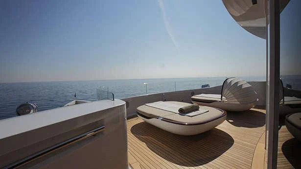 a boat on a deck aboard NAUTILUS Yacht for Sale