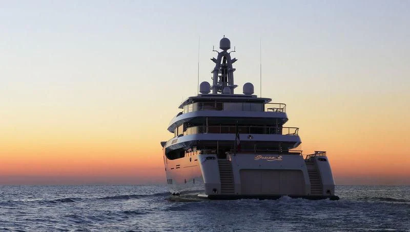 a large ship in the water aboard NAUTILUS Yacht for Sale