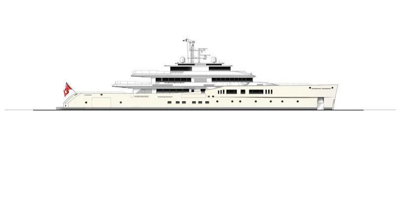 a large ship with a red stripe aboard NAUTILUS Yacht for Sale
