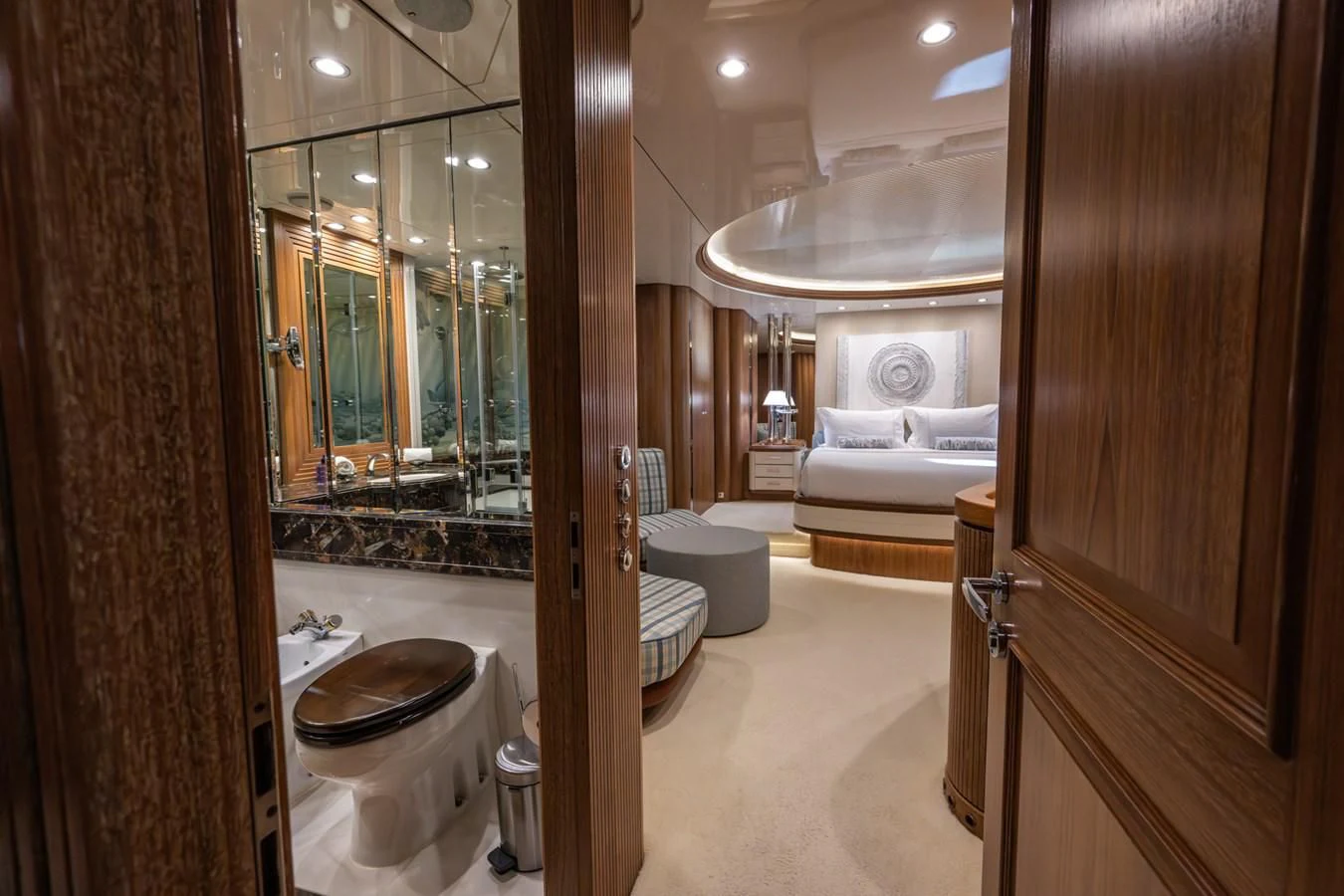 a bathroom with a toilet and a sink aboard LA CATTIVA 1 Yacht for Sale