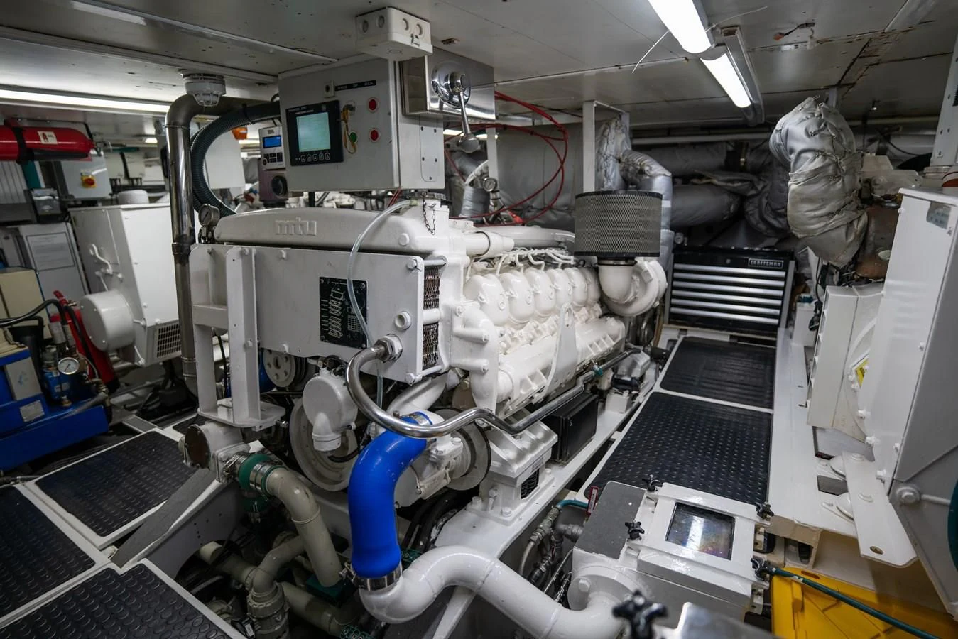 a room with machinery aboard LA CATTIVA 1 Yacht for Sale