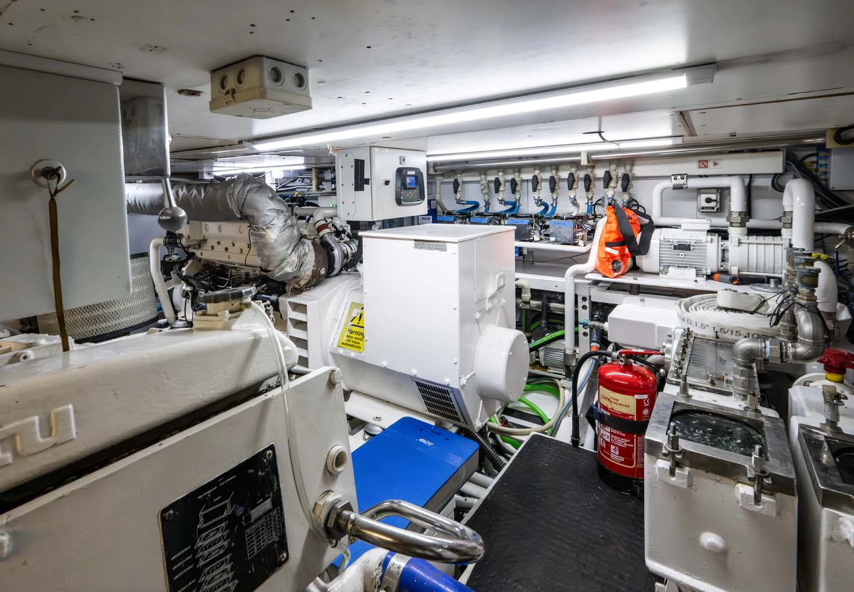 a room with machinery and equipment aboard LA CATTIVA 1 Yacht for Sale