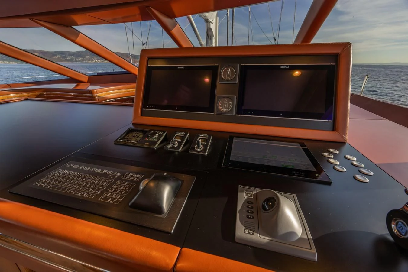a group of computers on a boat aboard LA CATTIVA 1 Yacht for Sale