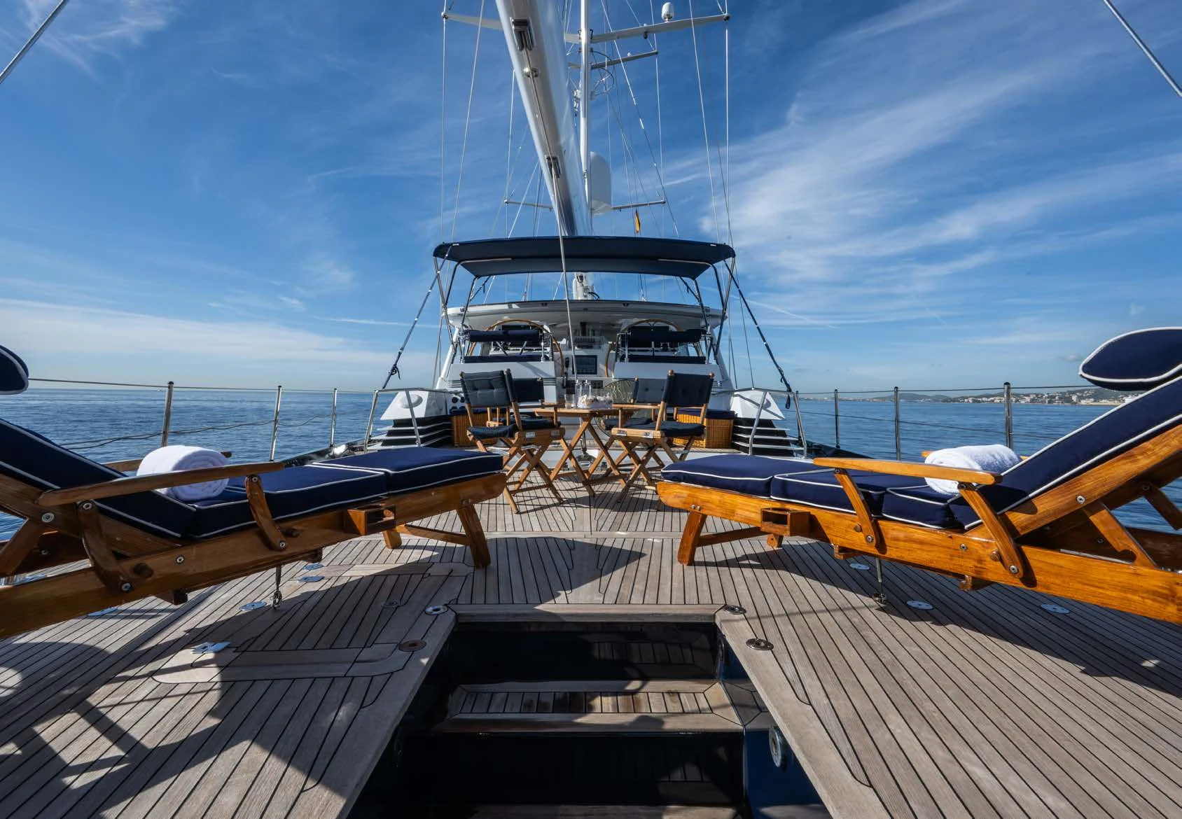 a boat docked at a pier aboard LA CATTIVA 1 Yacht for Sale