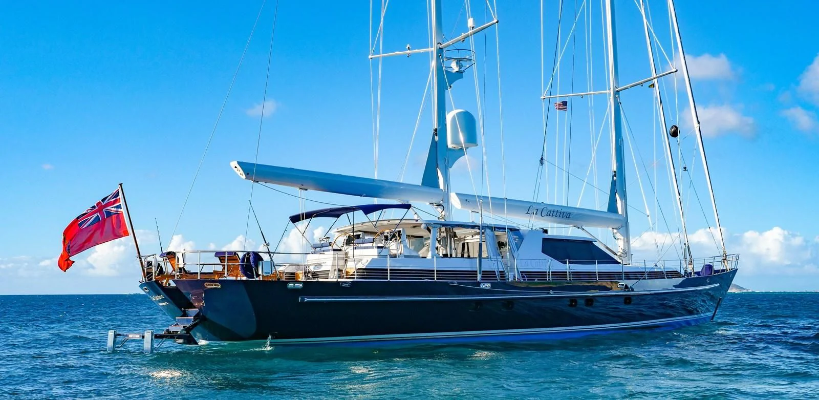 a large boat on the water aboard LA CATTIVA 1 Yacht for Sale