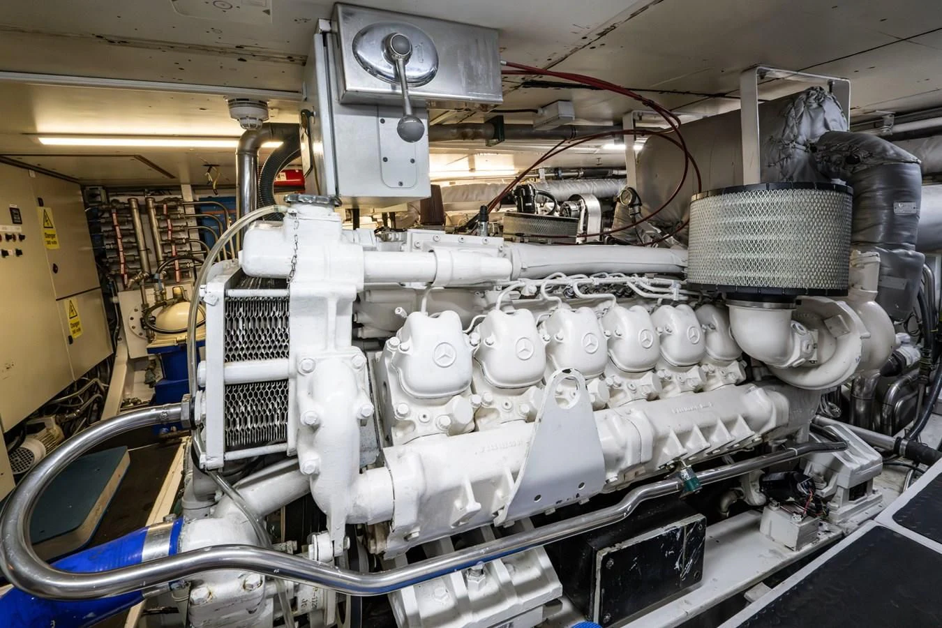 a machine with many tubes aboard LA CATTIVA 1 Yacht for Sale