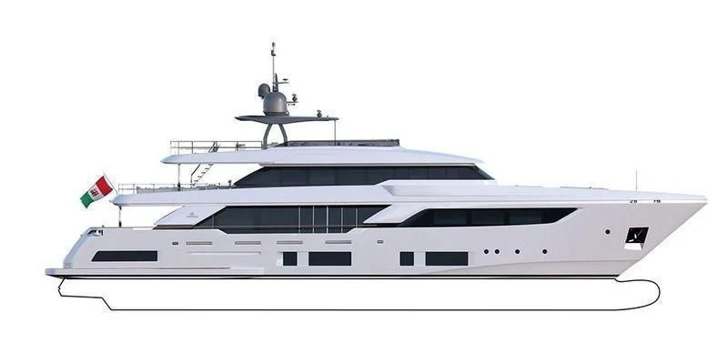a white boat with a flag on it aboard JOANNA B Yacht for Sale