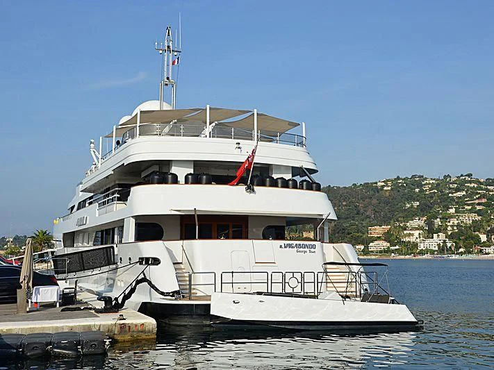 a large white boat aboard IL VAGABONDO Yacht for Sale