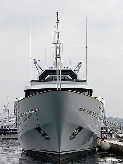 a large white boat aboard IL VAGABONDO Yacht for Sale