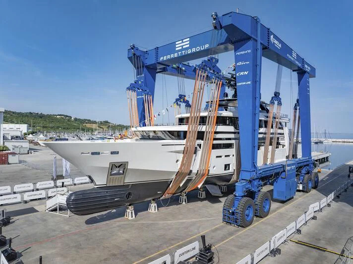 a large crane on a boat aboard ASANTE Yacht for Sale