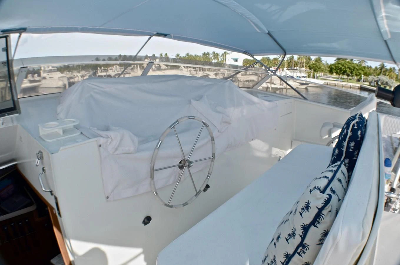 a white tent with a fan aboard ISABELLA Yacht for Sale