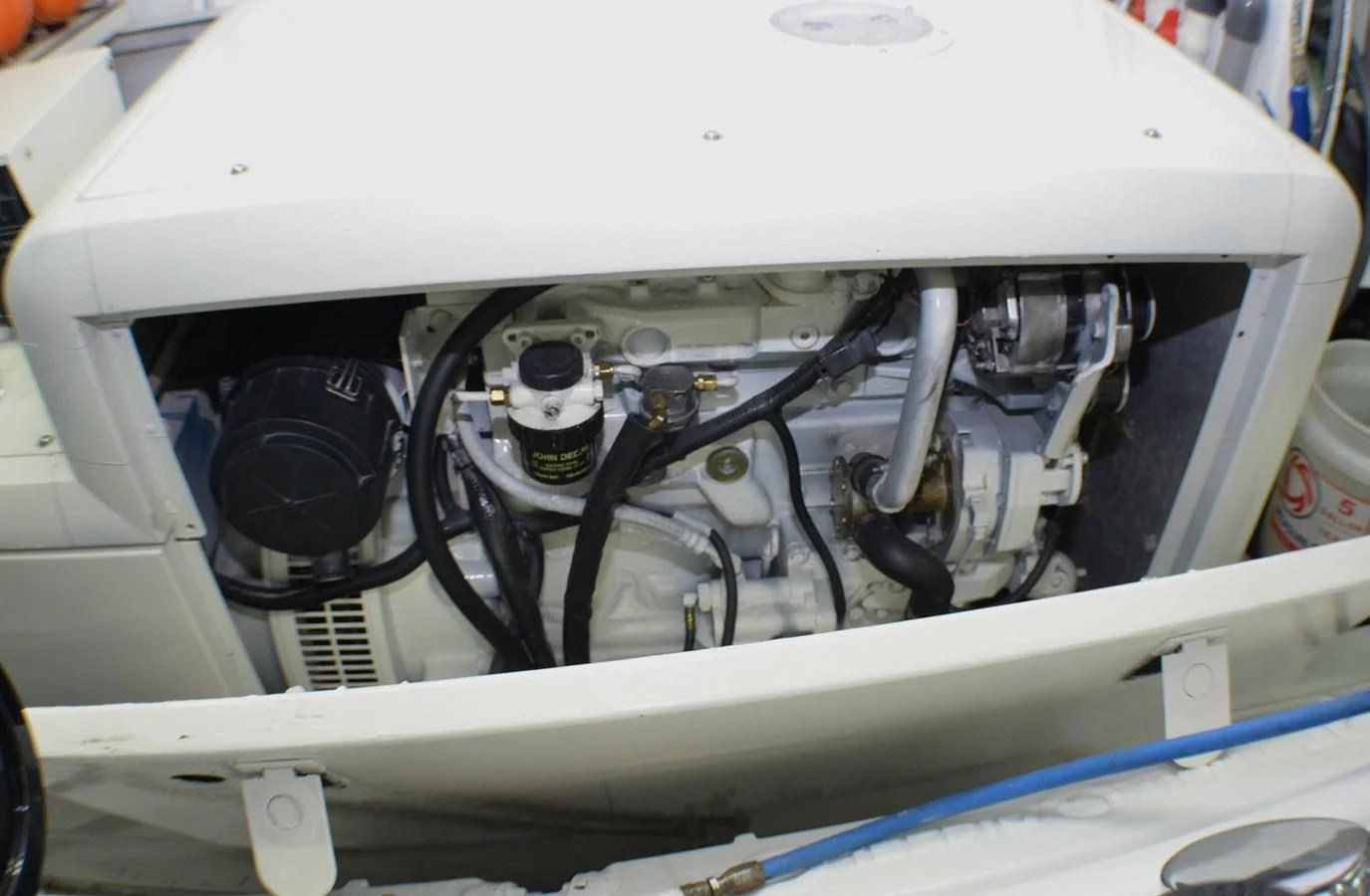 a white car engine aboard ISABELLA Yacht for Sale