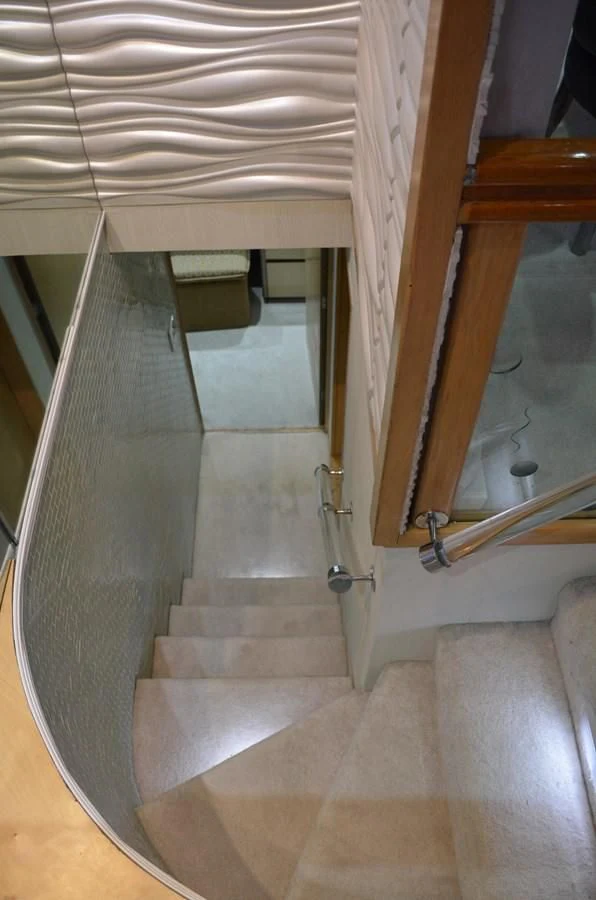 a bathroom with a glass shower aboard ISABELLA Yacht for Sale