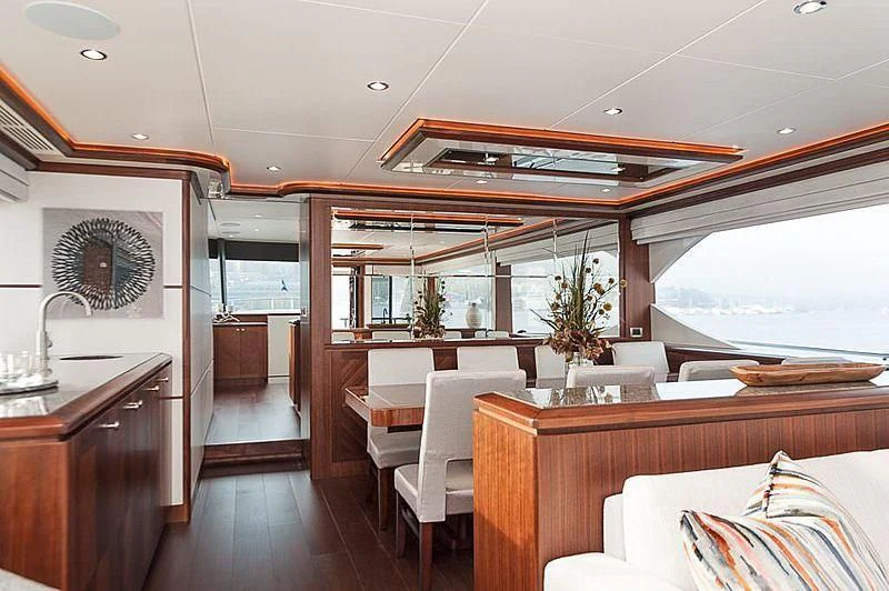 a large kitchen with a large window aboard VARIABLE Yacht for Sale