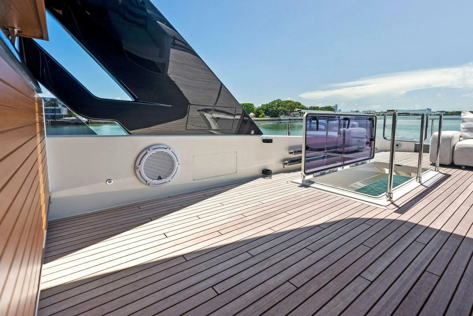 a boat on a deck aboard INEA Yacht for Sale