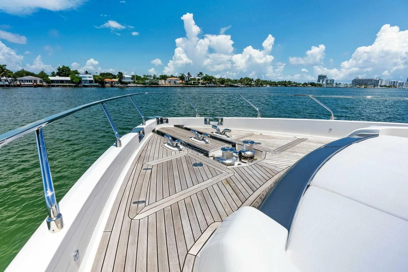 a deck with a boat on it aboard INEA Yacht for Sale