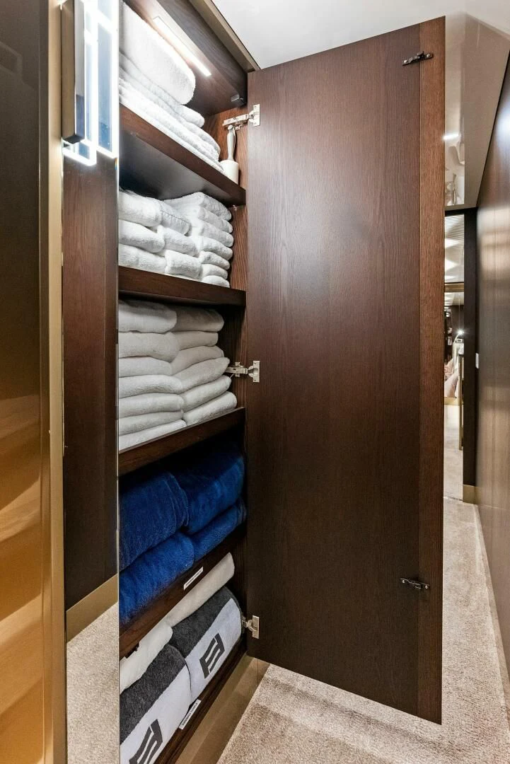a closet with a bed aboard INEA Yacht for Sale