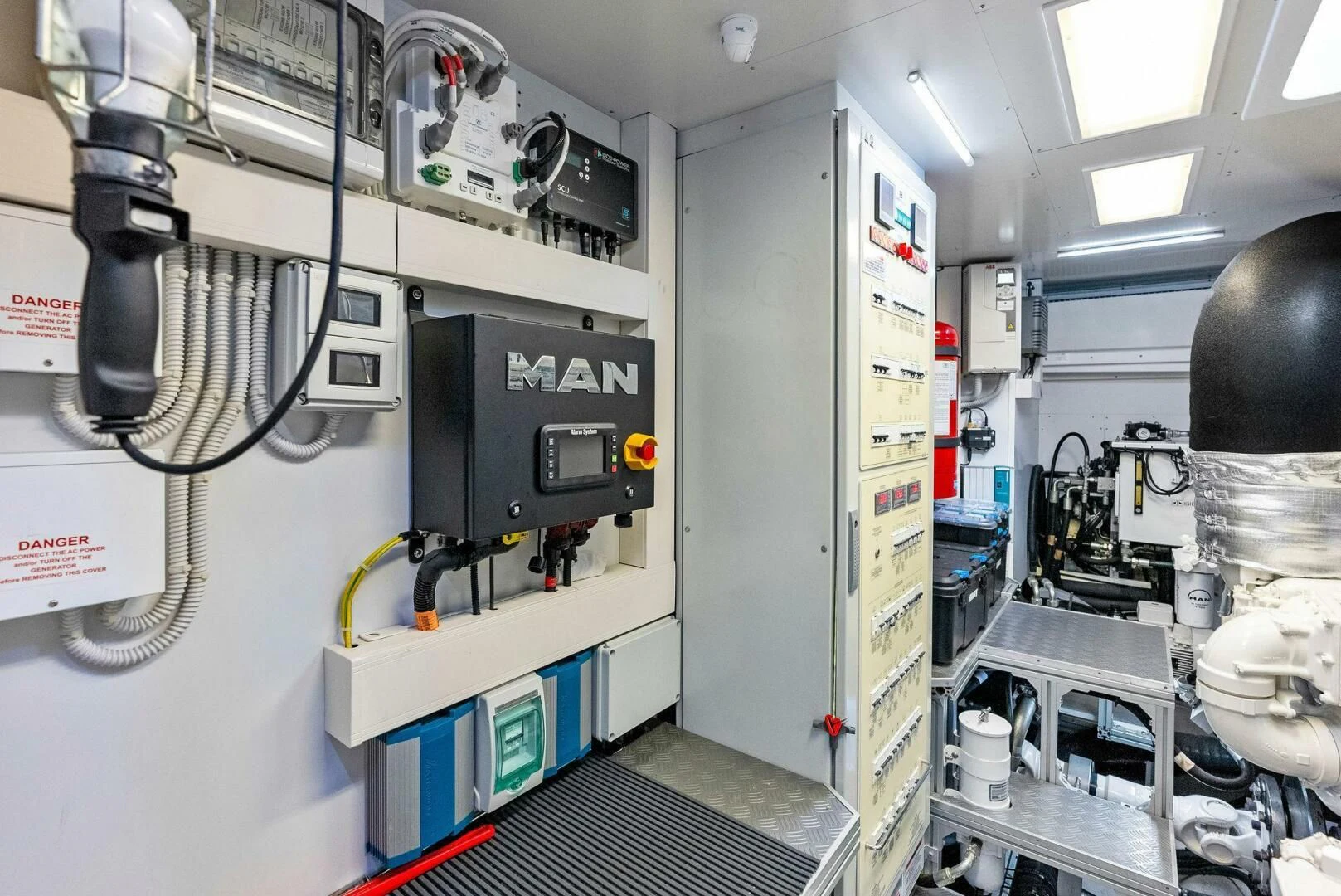a room with machinery and equipment aboard INEA Yacht for Sale