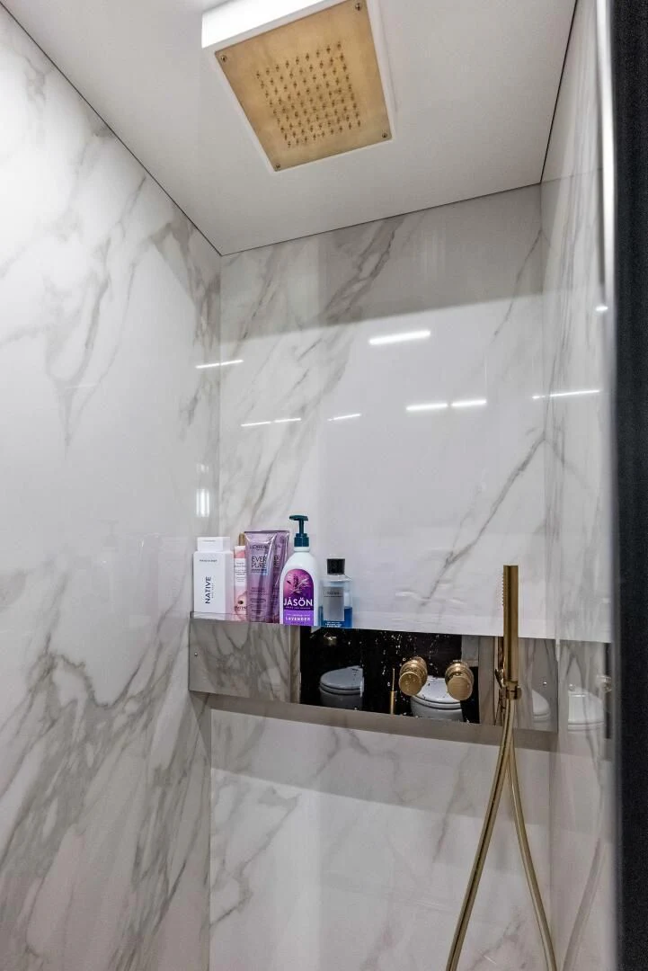 a bathroom sink with a mirror aboard INEA Yacht for Sale