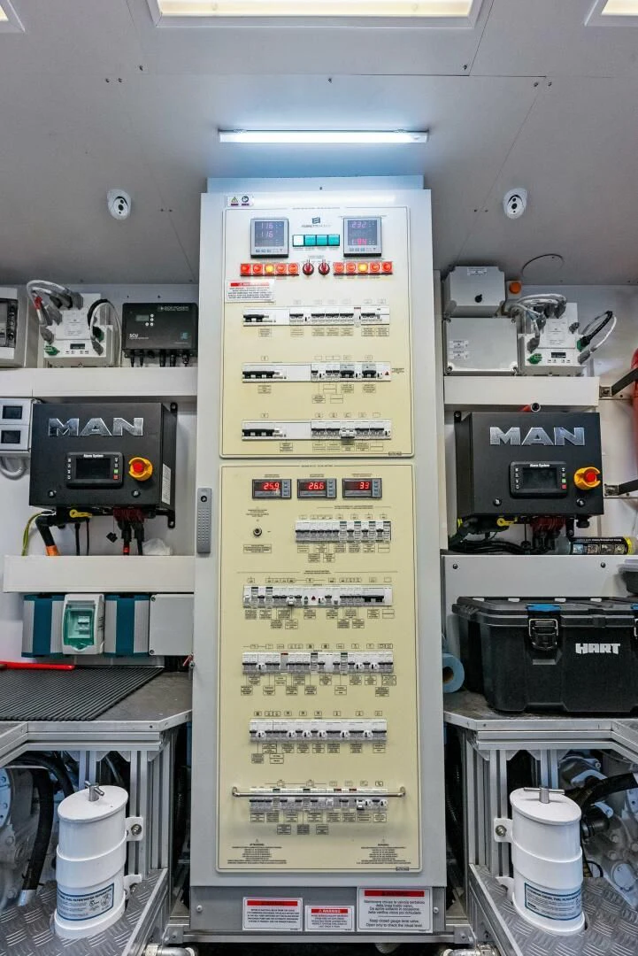 a machine with a yellow label aboard INEA Yacht for Sale