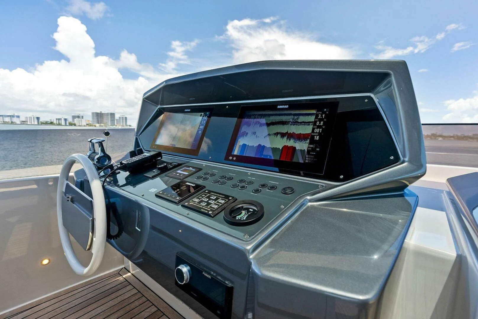 the inside of a car aboard INEA Yacht for Sale