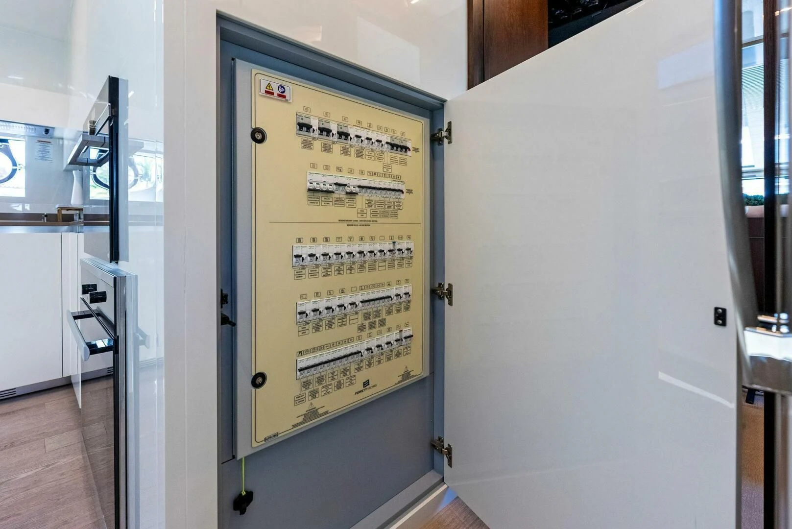 a large white door aboard INEA Yacht for Sale