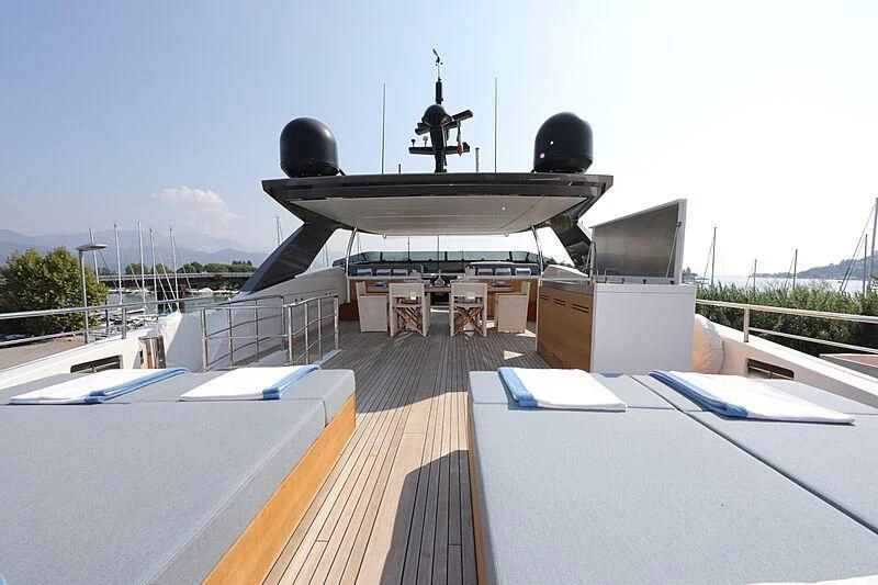 a large ship on a deck aboard COBANA Yacht for Sale