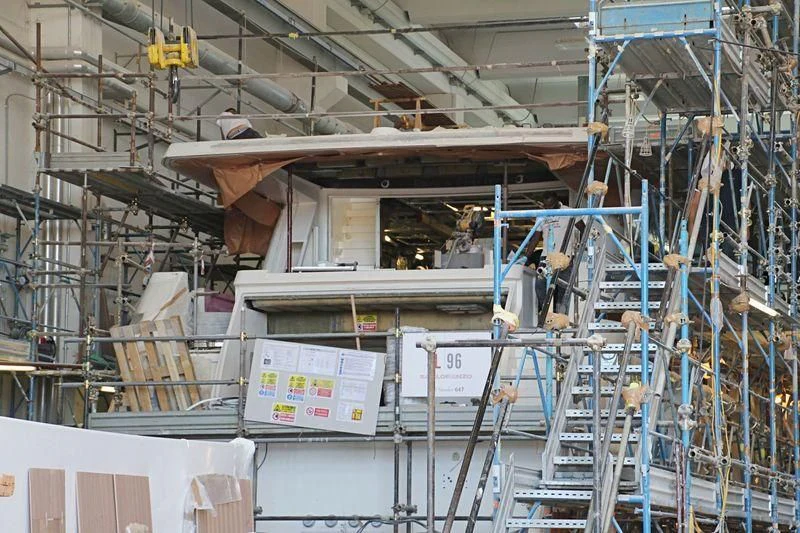 a large factory with many machines aboard COBANA Yacht for Sale
