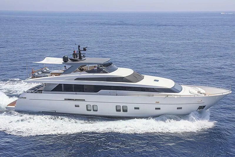 a white yacht in the water aboard COBANA Yacht for Sale