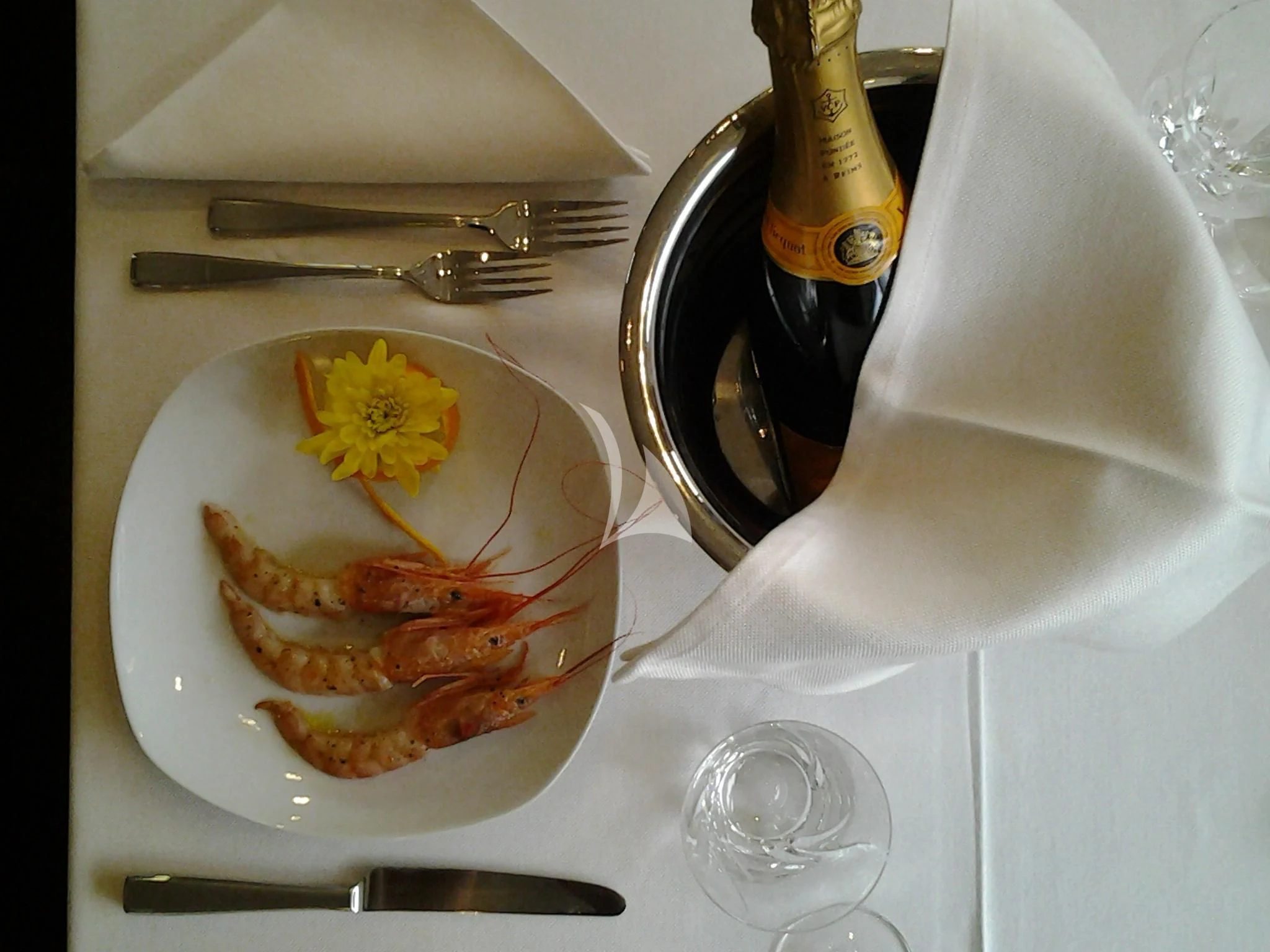 a plate of food aboard ARIA Yacht for Sale