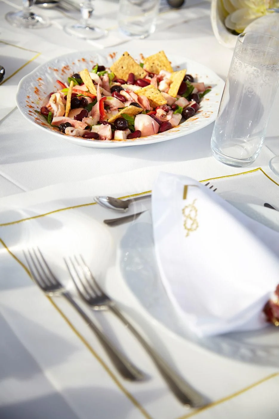 a plate of food on a table aboard G GIRL Yacht for Sale