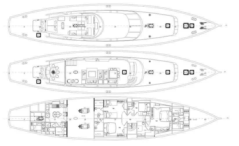 diagram, engineering drawing aboard G GIRL Yacht for Sale