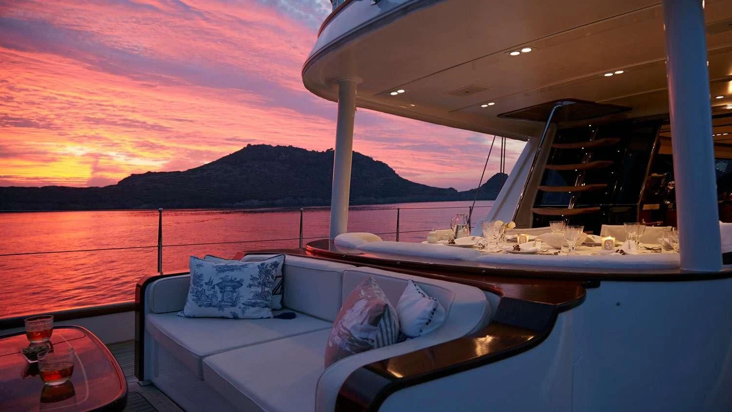 a boat with food on it aboard G GIRL Yacht for Sale