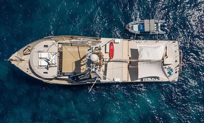 a ship in the water aboard PINK SHRIMP Yacht for Sale