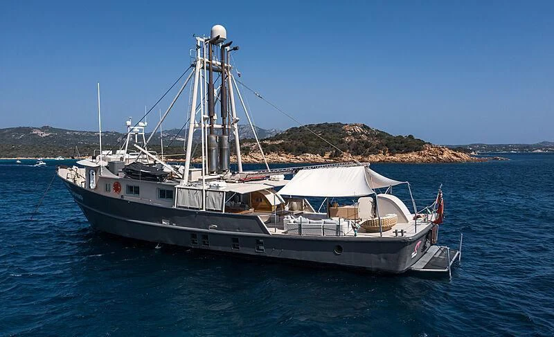 a boat in the water aboard PINK SHRIMP Yacht for Sale